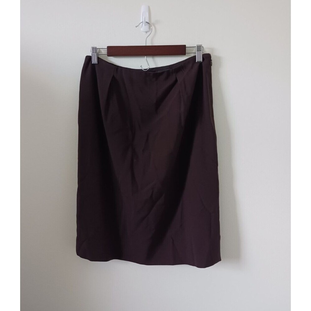 Dana Buchman Women's Side Zipper Wool Blend Brown Pencil Skirt Size 6